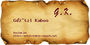 Götzl Kabos névjegykártya